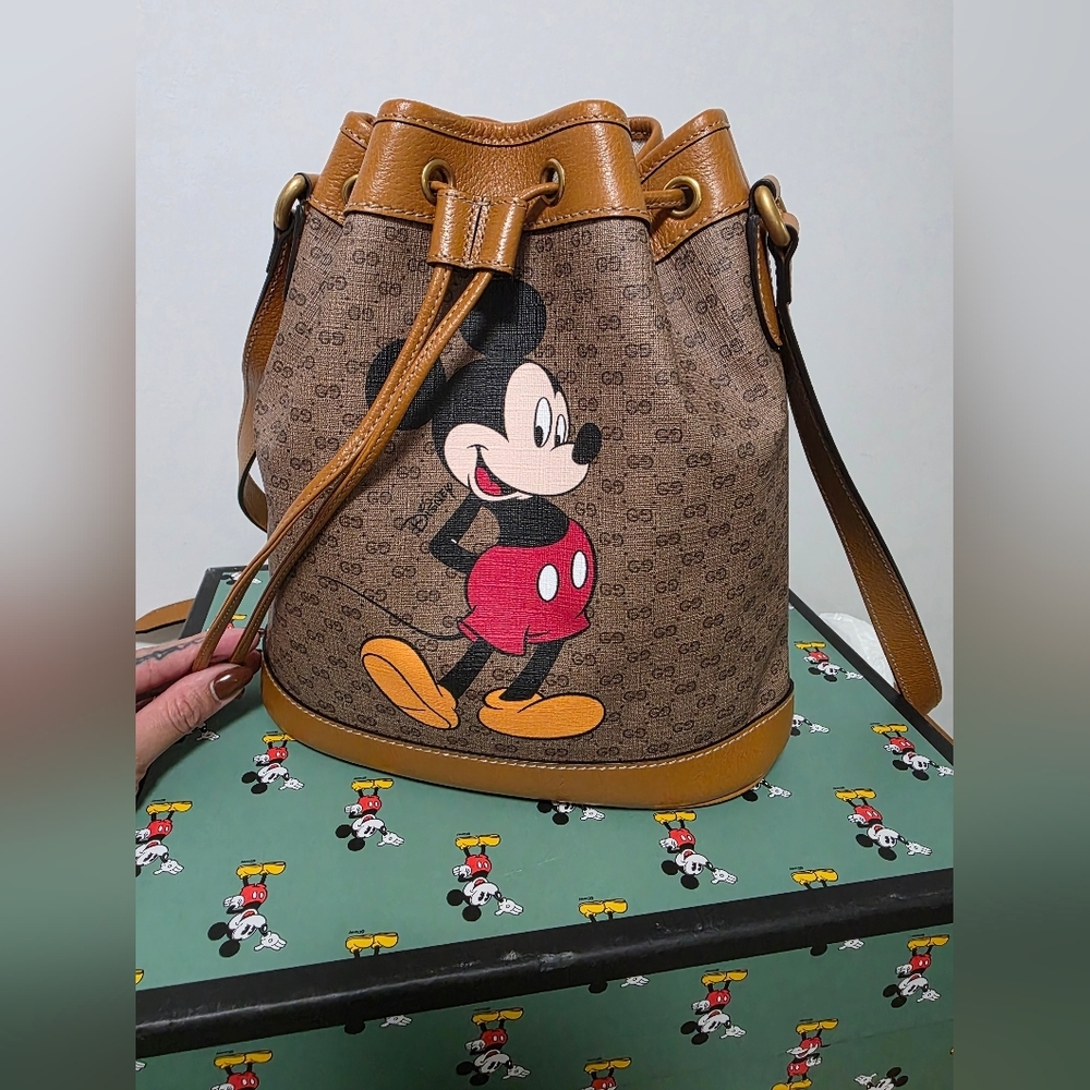 Gucci X Mickey Mouse | Brown and Tan Bucket Bag | LIMITED EDITION 🔥 - Picture 1 of 13